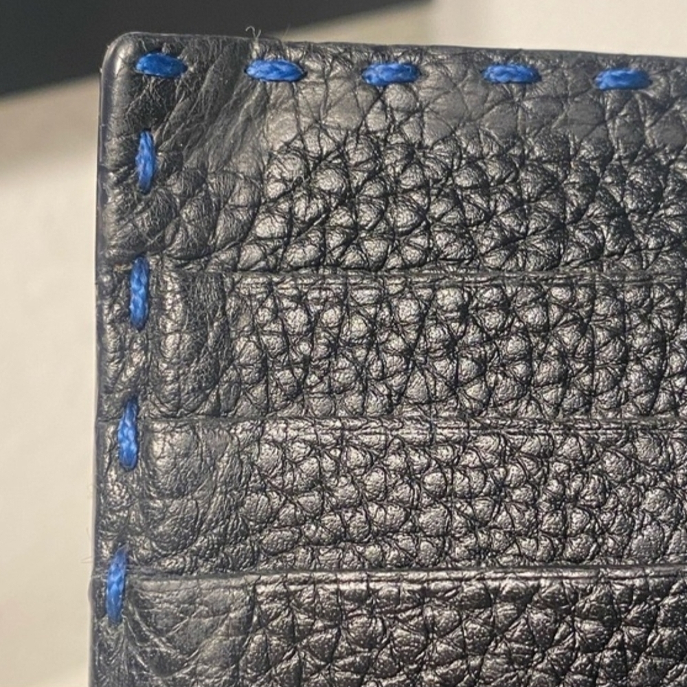 RARE FENDI Selleria 2 Tone Leather Bi Fold Long Wallet Blue / w Black interior - Picture 8 of 12